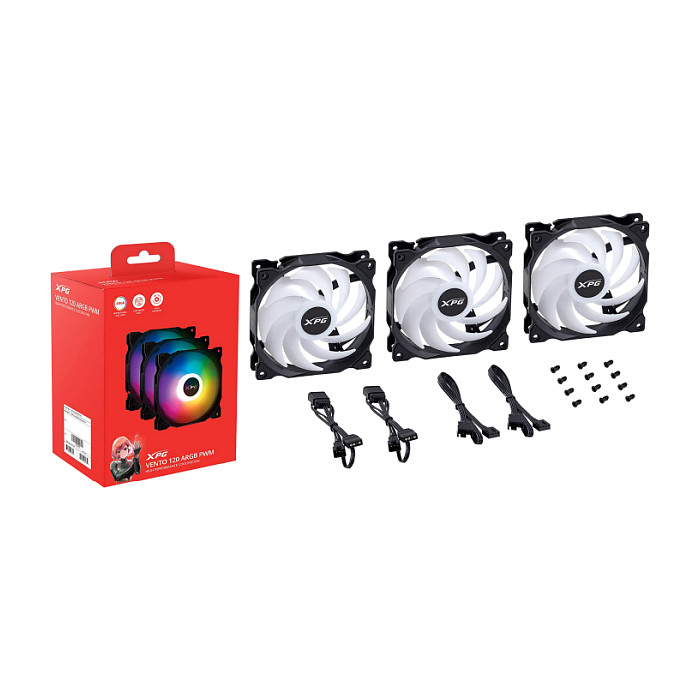 Ftohës për Kasë XPG Vento 120 ARGB PWM / 120mm / 3-Pack – Zezë