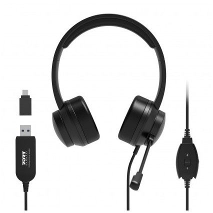Kufje pa kabllo Port Headset Comfort Office USB + Microphone - Zezë - Figura 3