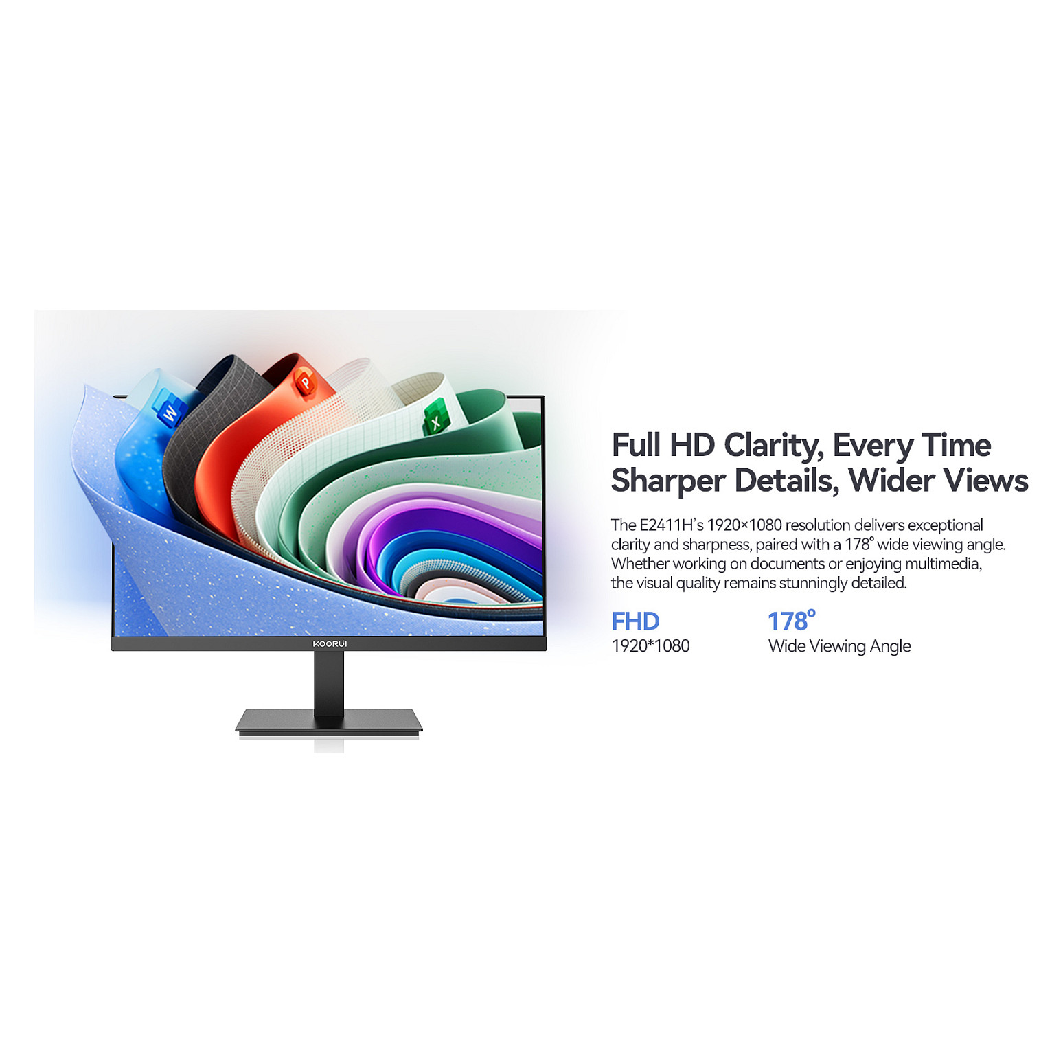 Monitor KOORUI E2411H / 23.8" / Full HD IPS / 120 Hz / 6 ms / HDMI+VGA - Zezë - Figura 3