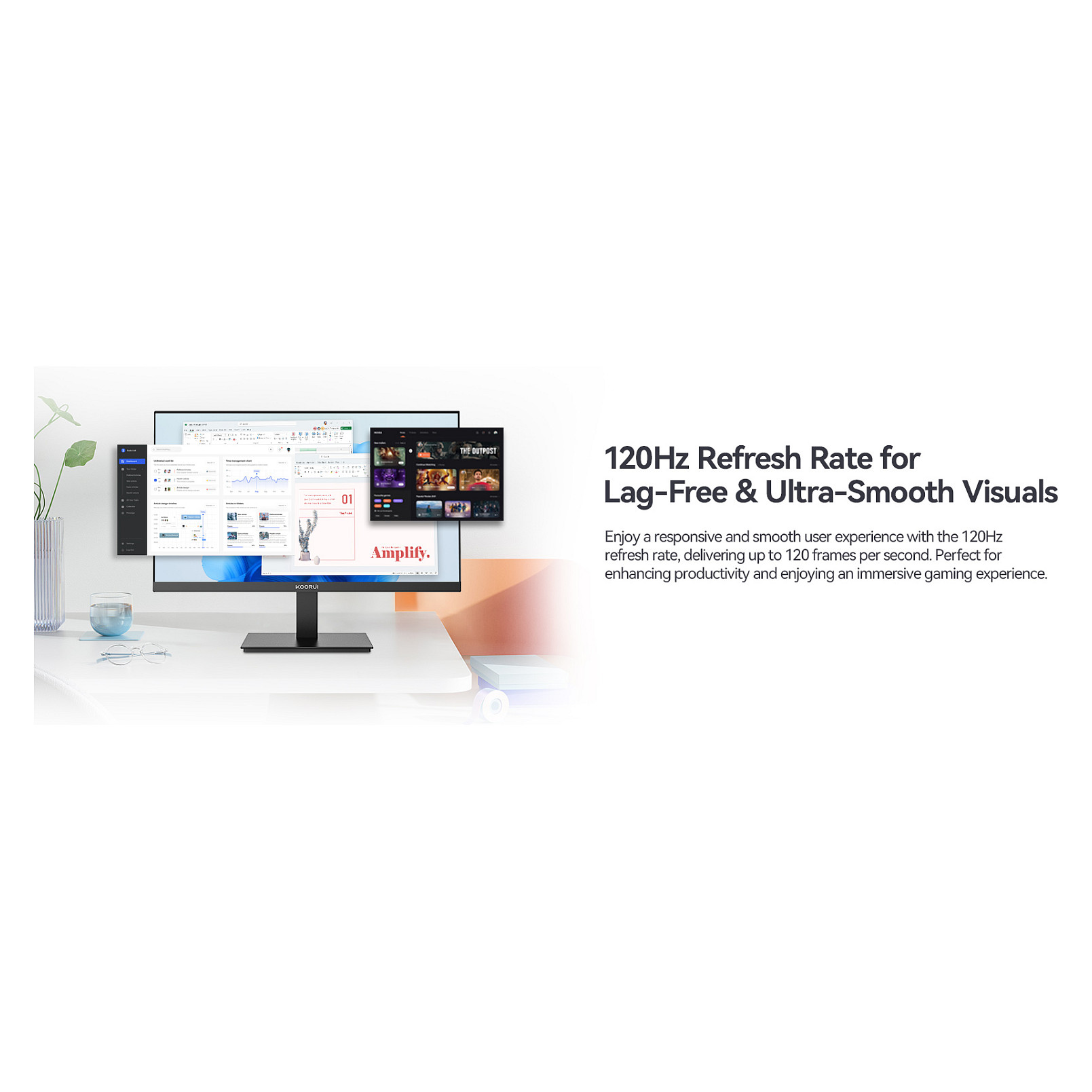 Monitor KOORUI E2411H / 23.8" / Full HD IPS / 120 Hz / 6 ms / HDMI+VGA - Zezë - Figura 5