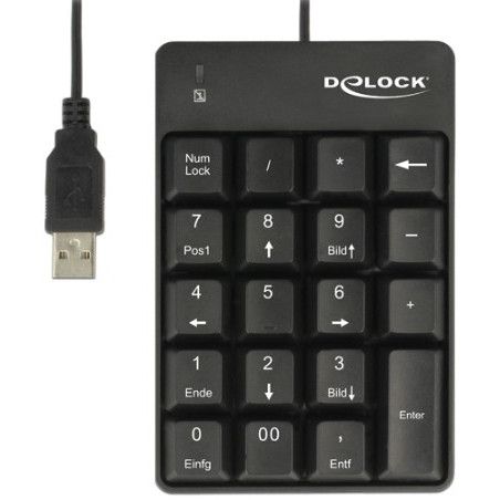 NumPad me kabllo / DELOCK / USB / 19 Taste - Zezë - Figura 2