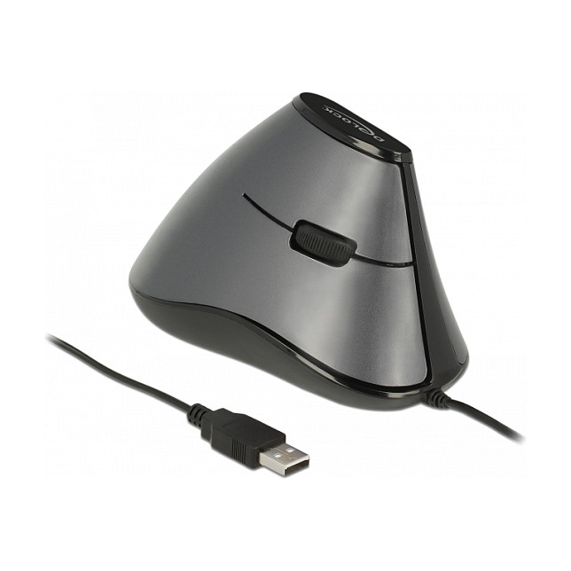 Maus pa kabllo Delock Ergonomic / Vertical / 5 buttons / 1.8m - Zezë/Gri