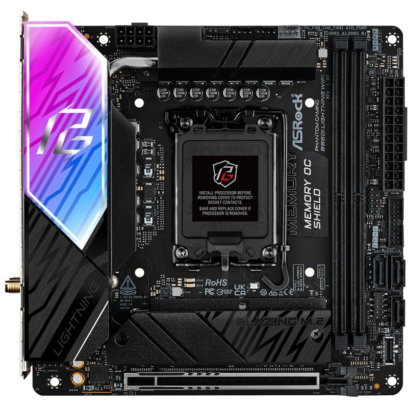 Pllakë Amë ASRock / B860I Lightning WiFi / 1851 / mITX / HDMI-USB-C / DDR5 - Figura 5
