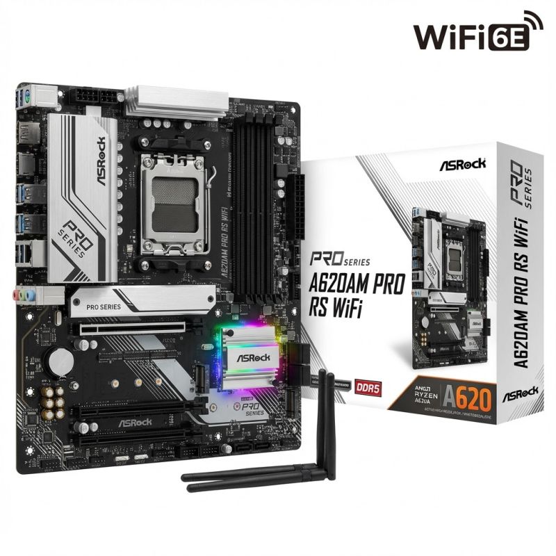Pllakë Amë AMD AM5 ASRock A620AM Pro RS WiFi / mATX / DDR5 / HDMI+DP