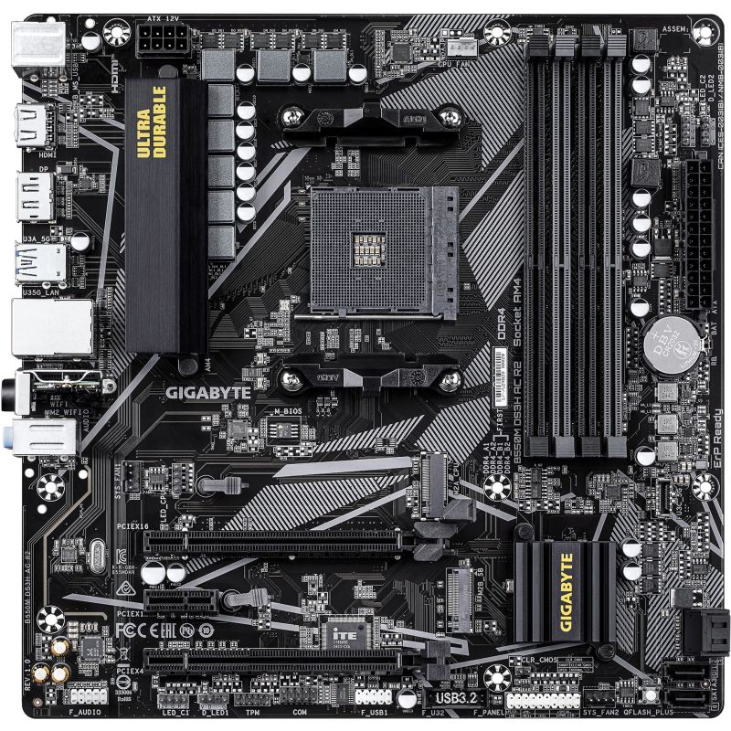 Pllakë Amë AMD AM4 Gigabyte GA‑B550M‑DS3H R2 / DDR4 / mATX / HDMI+DP