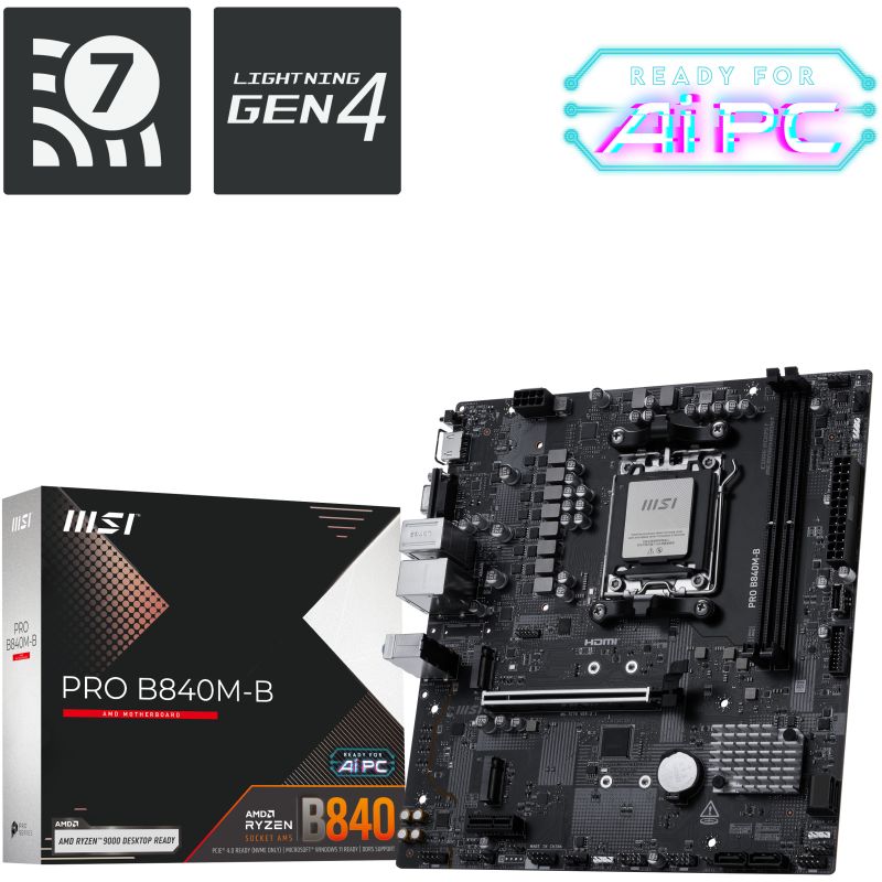 Pllakë Amë AMD AM5 MSI B840M B Pro / DDR5 / mATX / HDMI