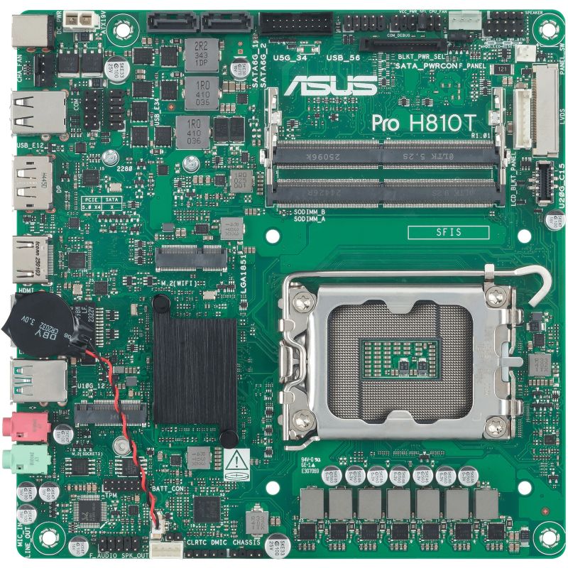 Pllakë Amë Intel ASUS PRO H810T‑CSM / LGA 1851 / Thin Mini‑ITX / DDR5 / HDMI+DisplayPort