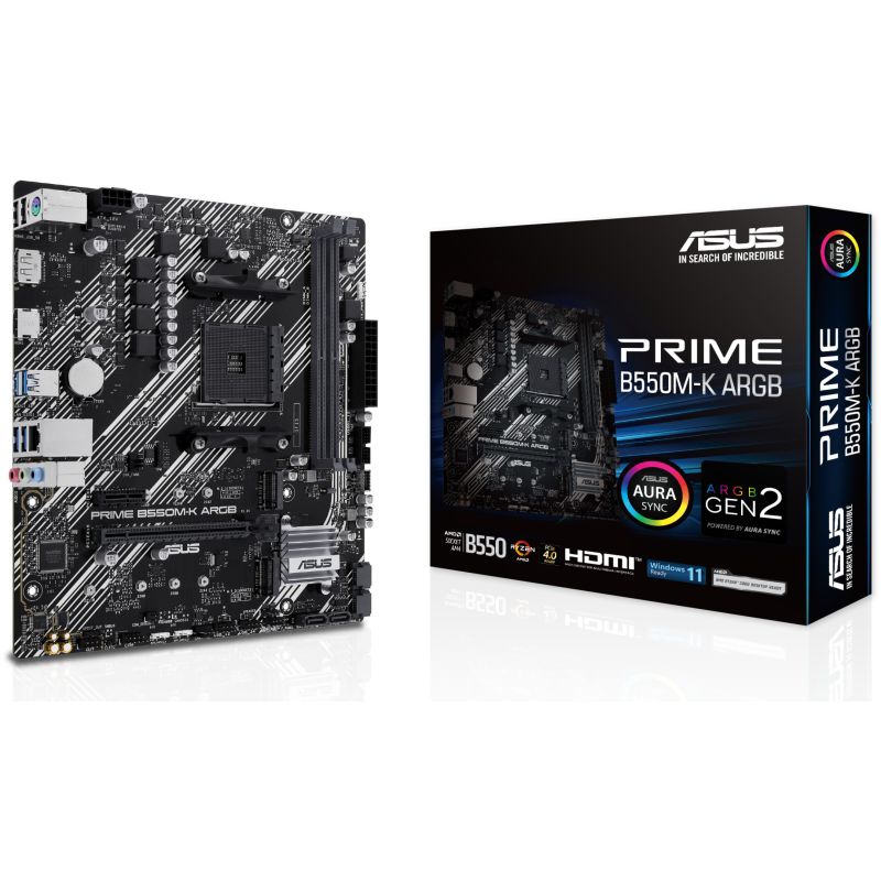 Pllakë Amë AMD AM4 ASUS PRIME B550M-K ARGB / DDR4 / mATX / HDMI+DP