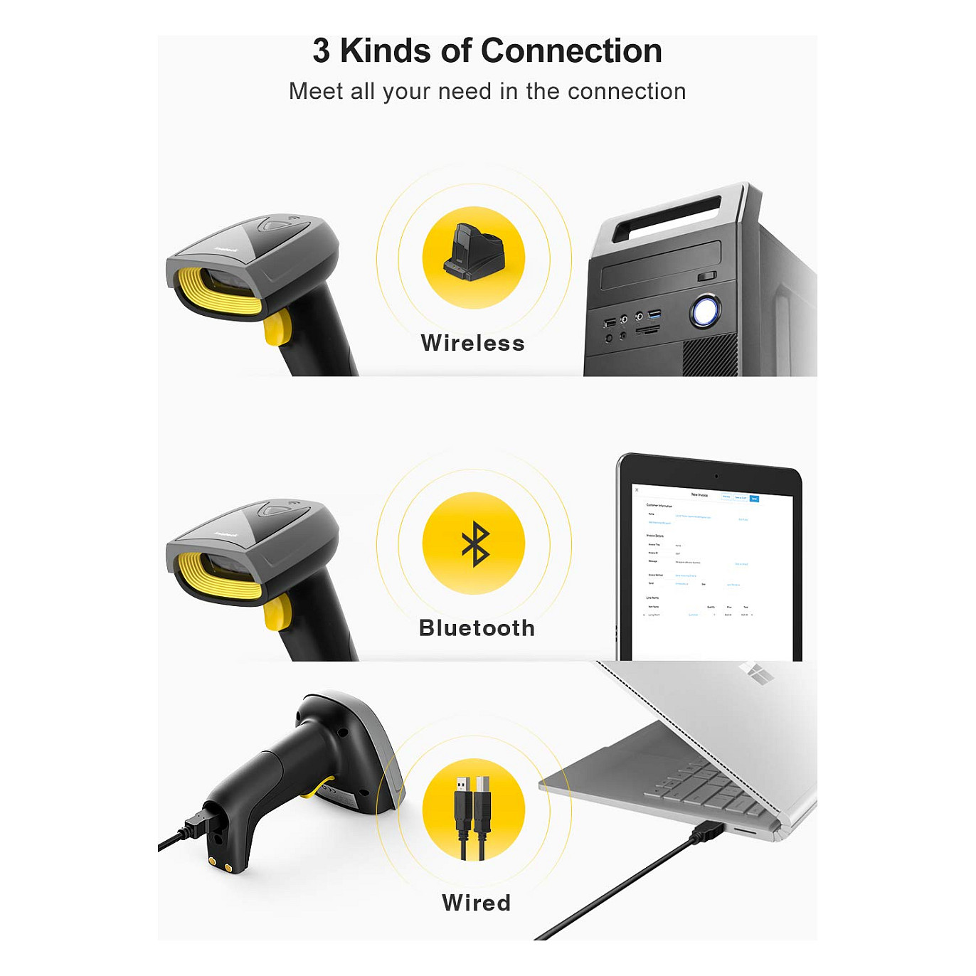 Skaner i Barkodeve Inateck BCST-52 Wired&Wireless - Zezë - Figura 5