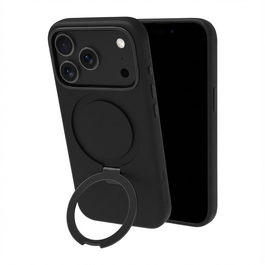 Aksesorë për telefon dbramante Roskilde me MagSafe Kickstand ICON për iPhone 17 Pro Max – Zezë