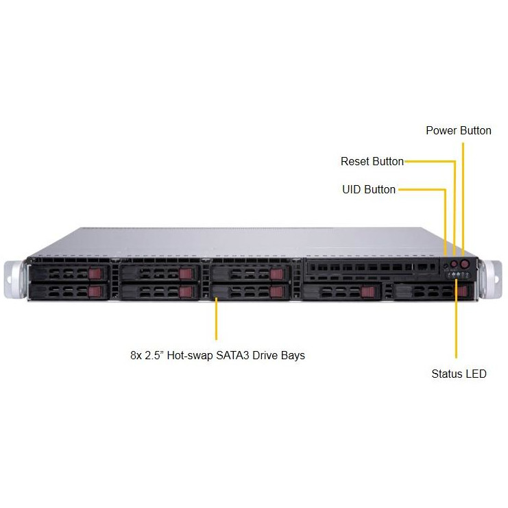 Barebone Server Supermicro 1U Dual 3647 / 8 Hot-swap 2.5"/ 600W Redundant Platinum / Super Server 1029P-MTR - Figura 4