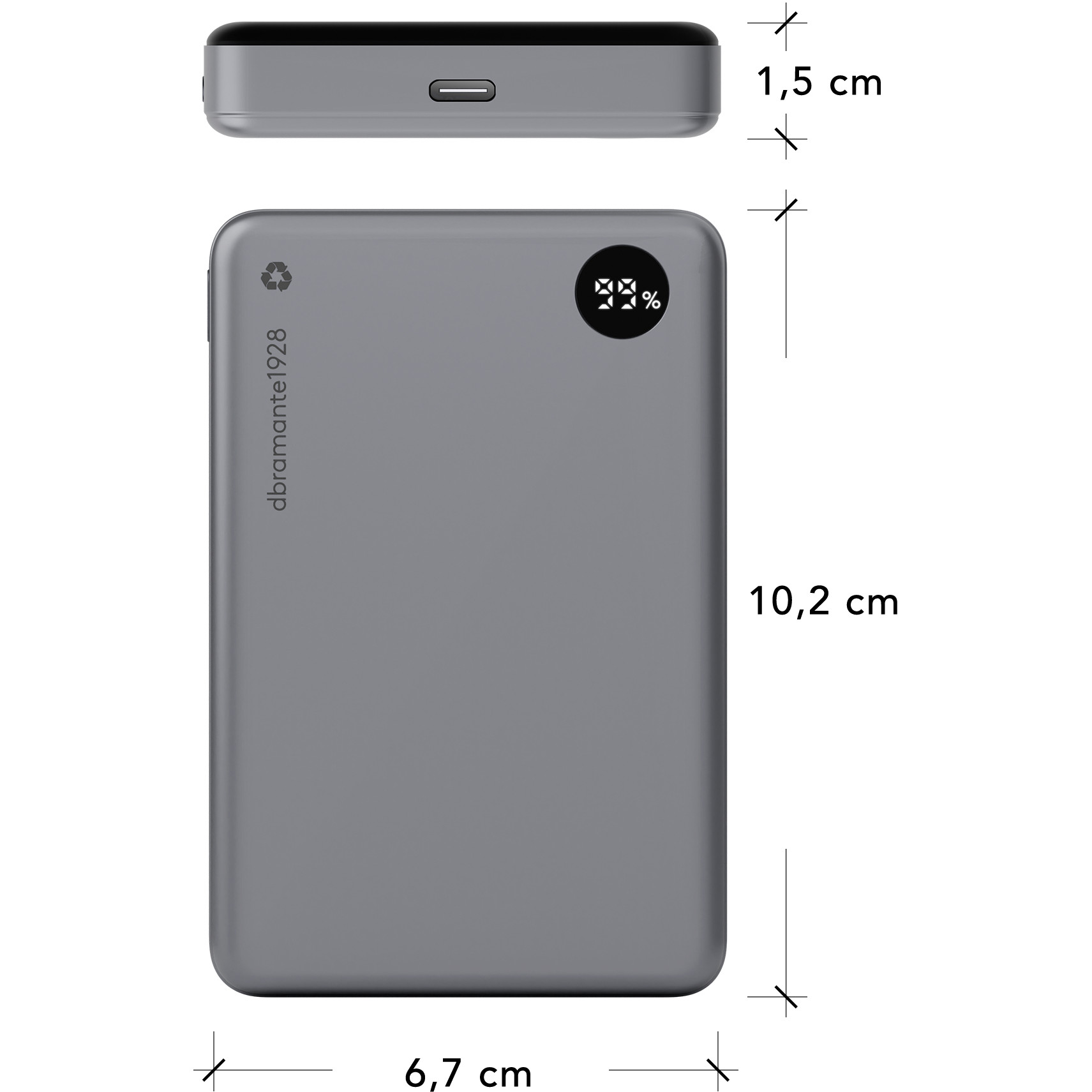 Powerbank dbramante1928 10000 mAh / 38.5 Wh / 20W / 3A / 2 Porta / Magnetik - Gri - Figura 4