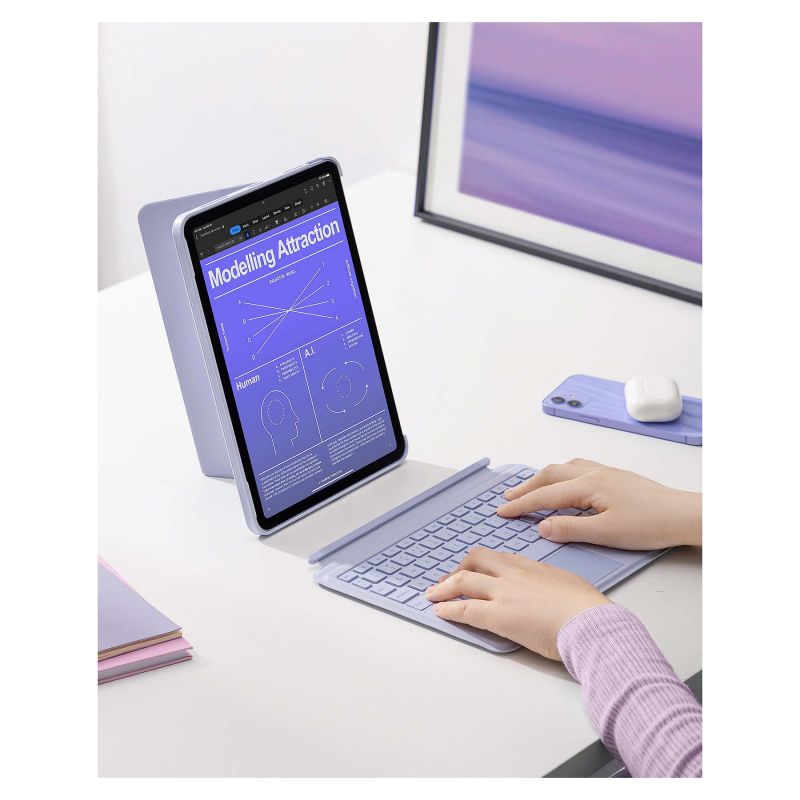 Aksesorë Keyboard Inateck për iPad 11" / iPad Air 4–5 Gen / Bluetooth / QWERTZ - Vjollcë - Figura 3