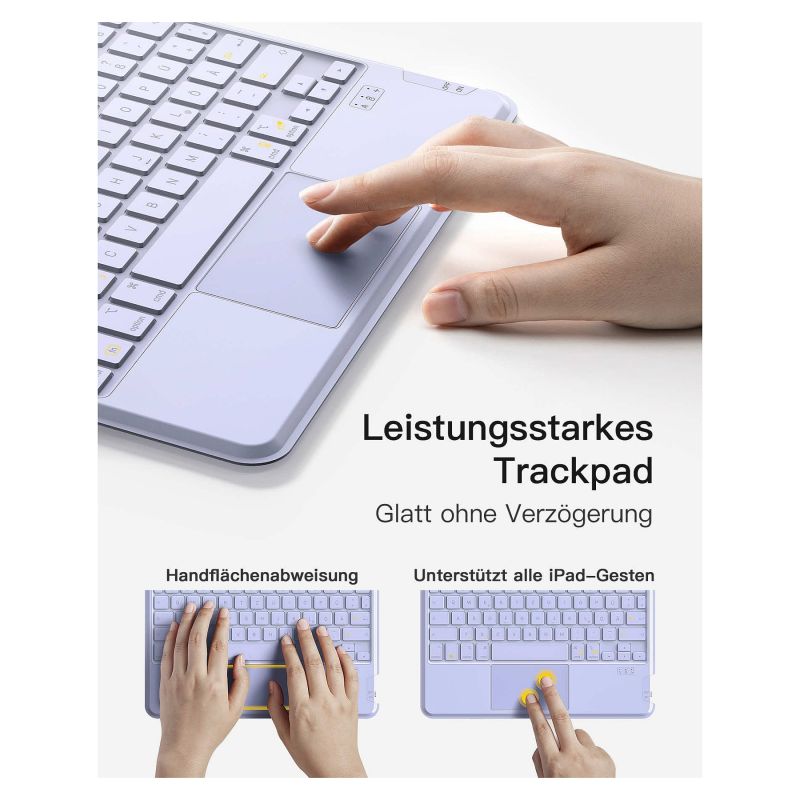 Aksesorë Keyboard Inateck për iPad 11" / iPad Air 4–5 Gen / Bluetooth / QWERTZ - Vjollcë - Figura 2