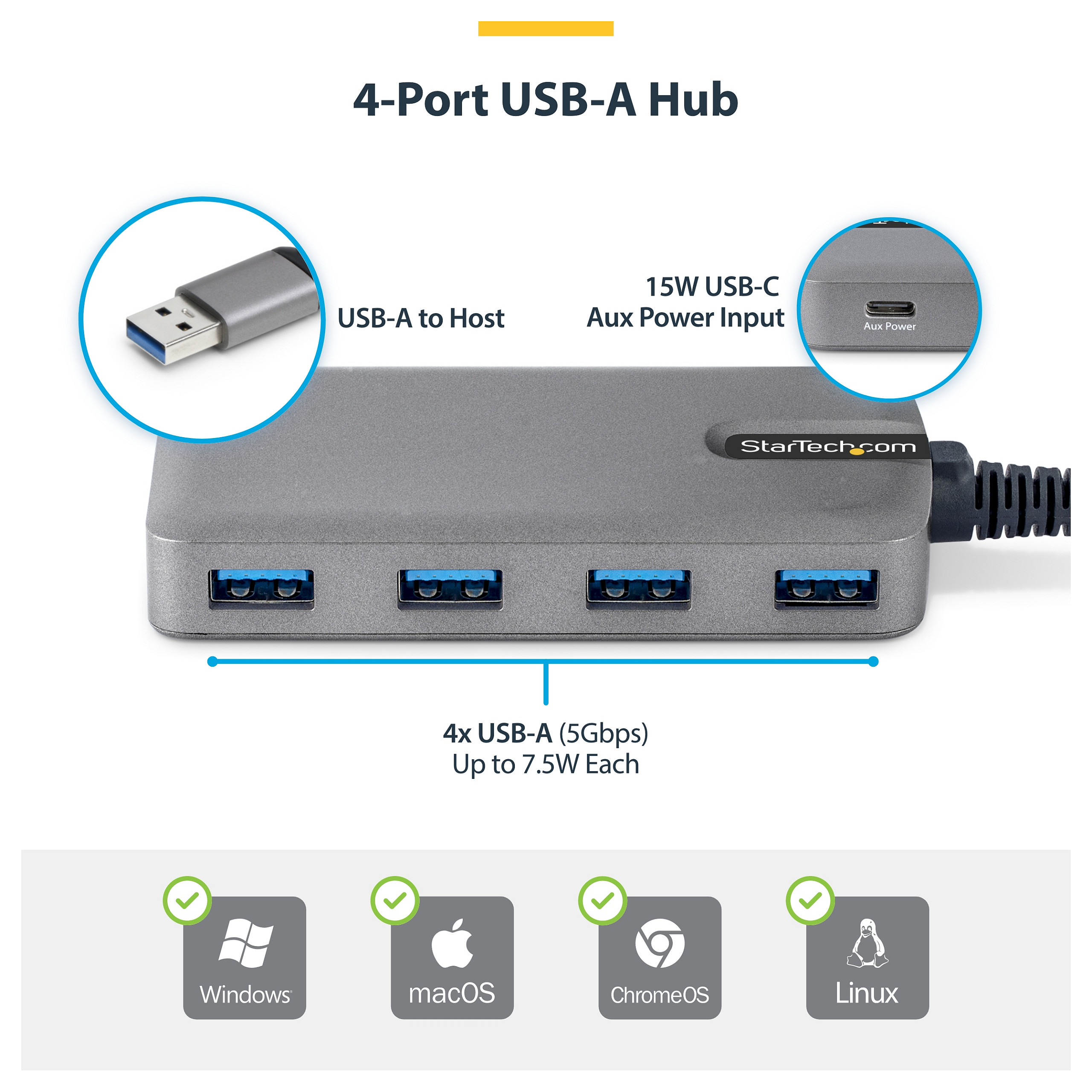 Hub StarTech 4-Port USB-A to 4 x USB-A + 1 x USB-C - Figura 5