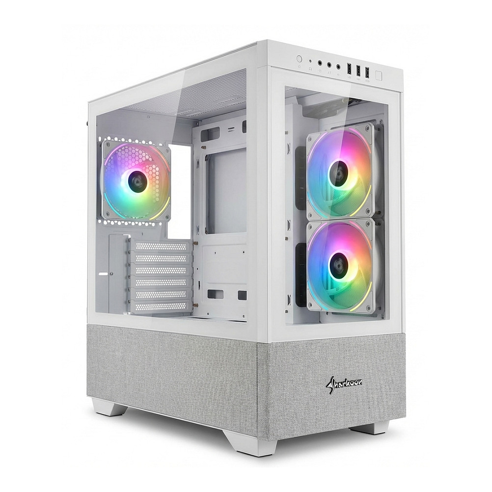 Kasë Sharkoon MK7 ARGB mATX 2xGlas – Bardhë