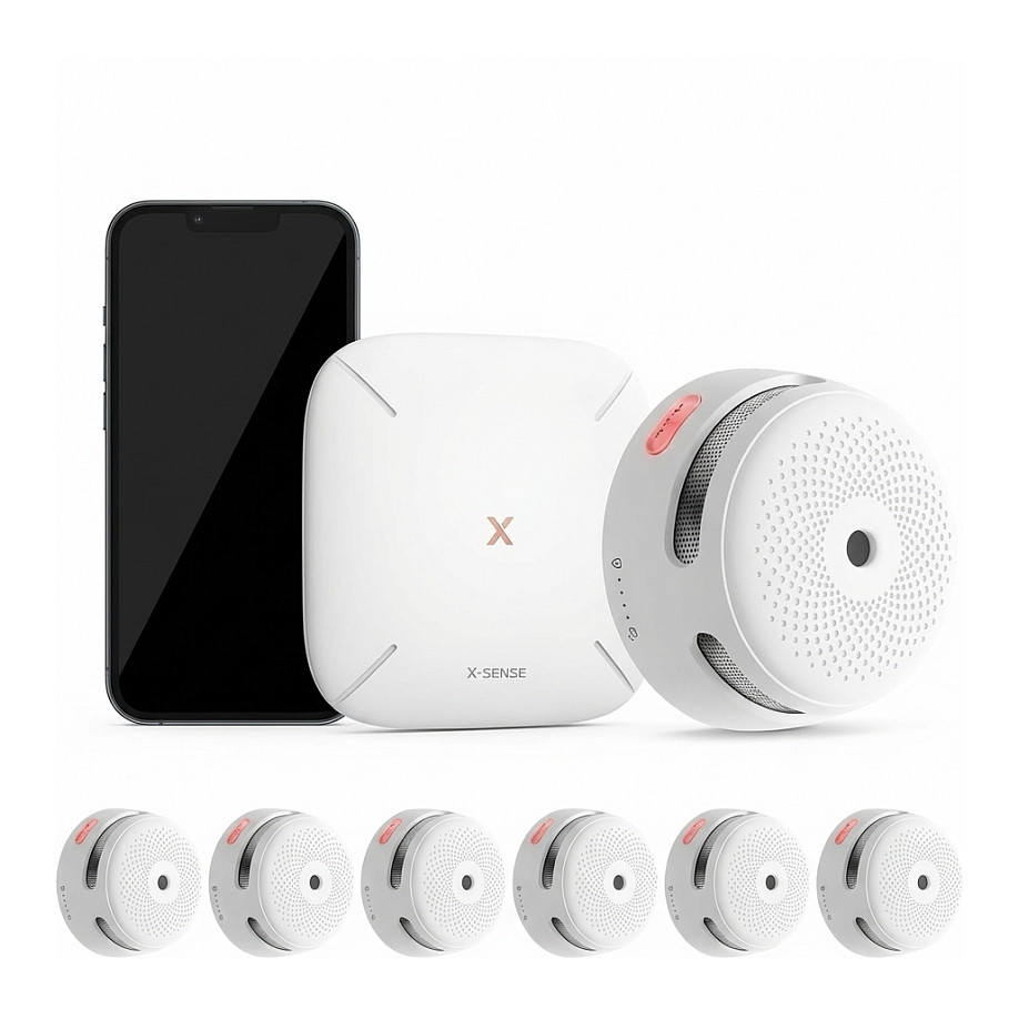 Sisteme të alarmit të mençura Smoke Detector X-Sense FS61 6-in-1 RF me Gateway - Bardhë