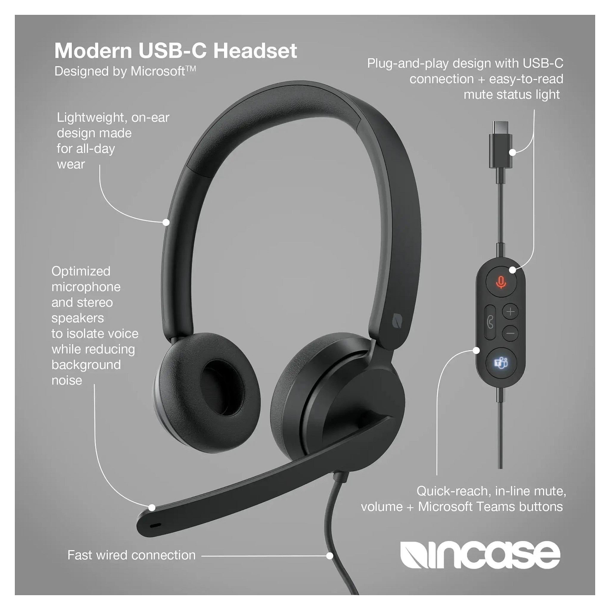 Kufje me kabllo Incase Microsoft Modern USB-C - Zezë - Figura 3