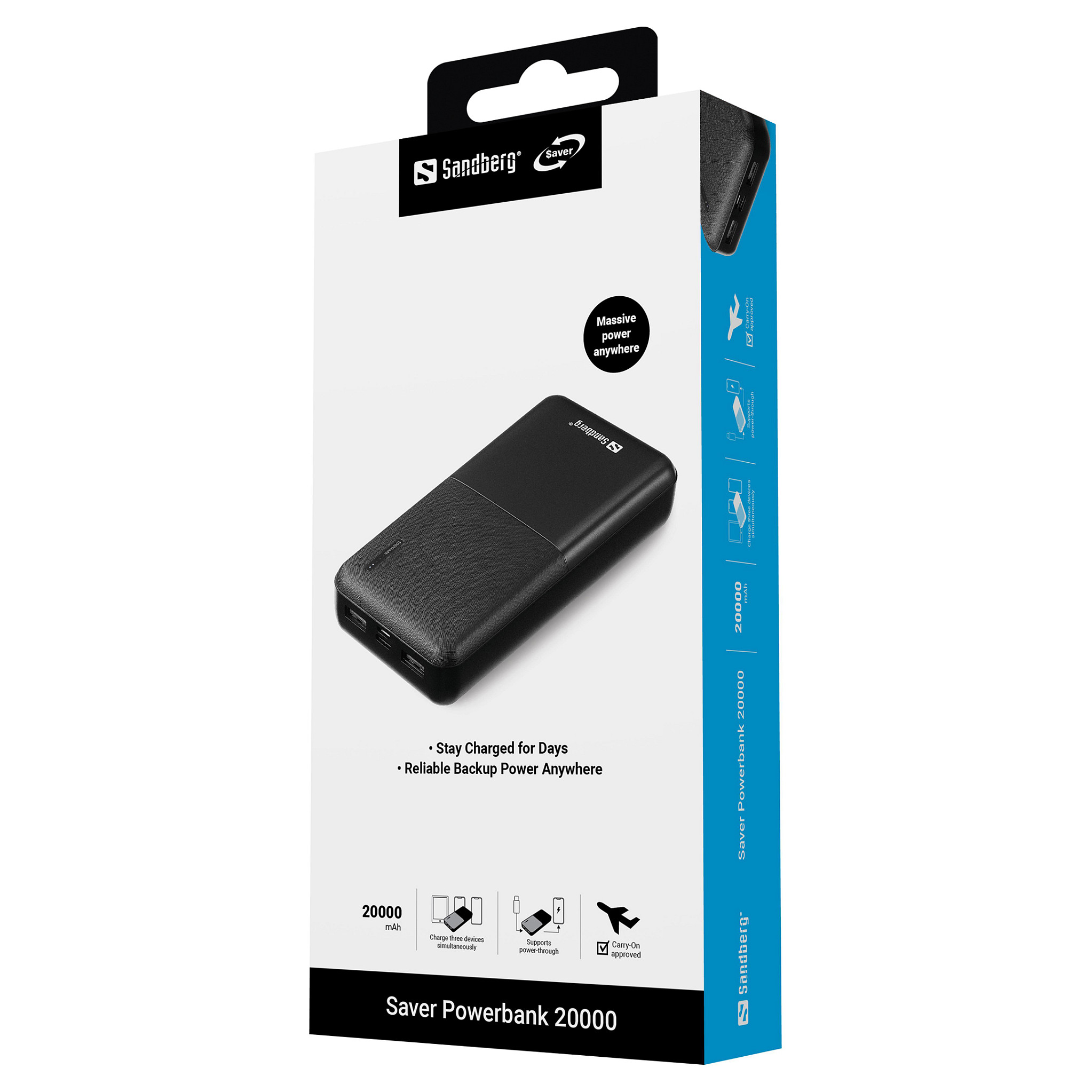 Powerbank Sandberg Saver / 20000mAh - Zezë - Figura 3