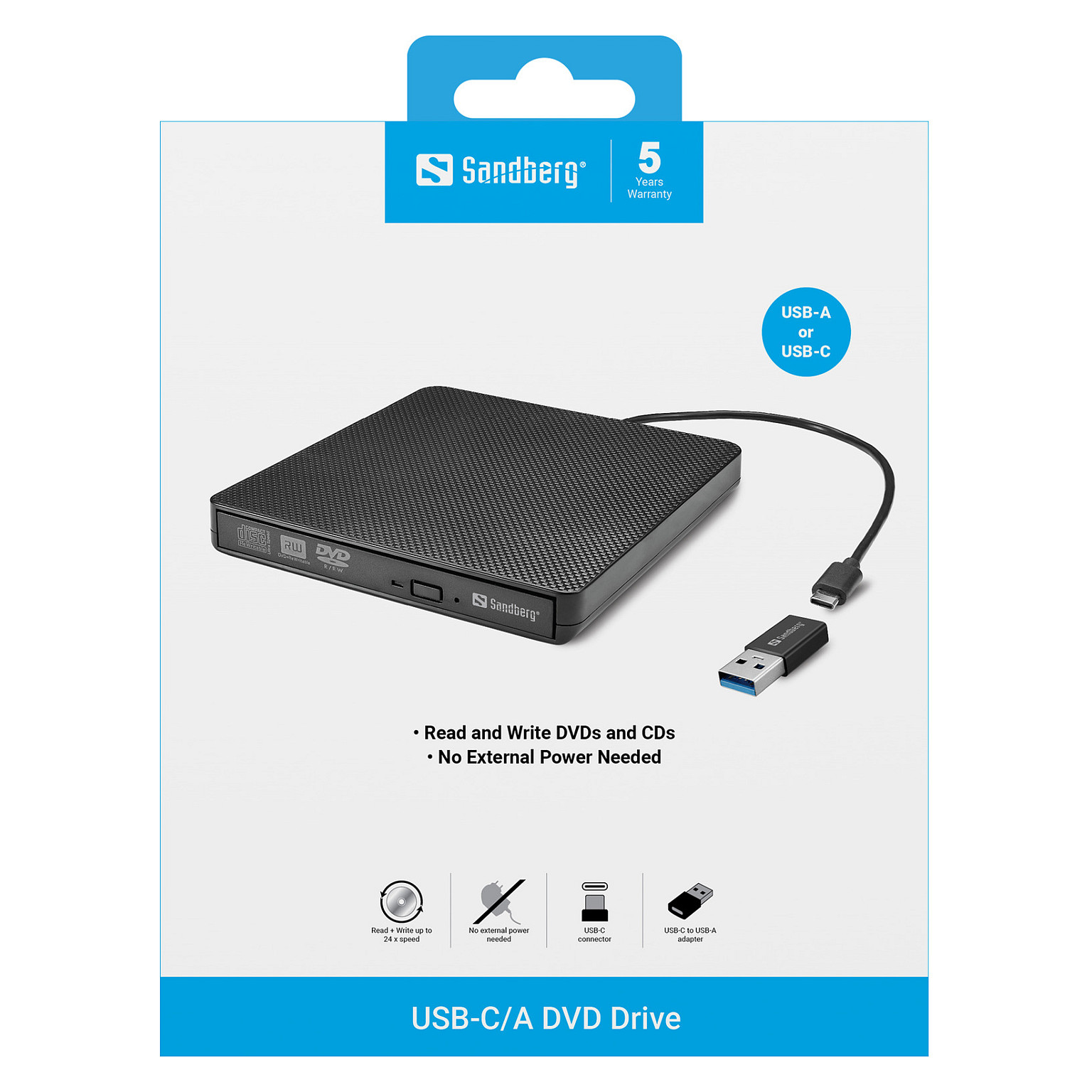 DVD e jashtme Sandberg USB-C/A - Zezë - Figura 5