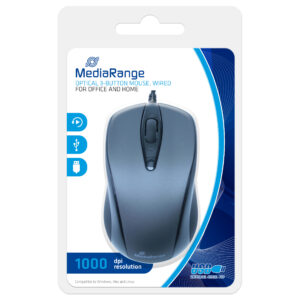 Maus me kabllo MediaRange MROS201 / Optical, USB Type-A, 1000 DPI - Blu