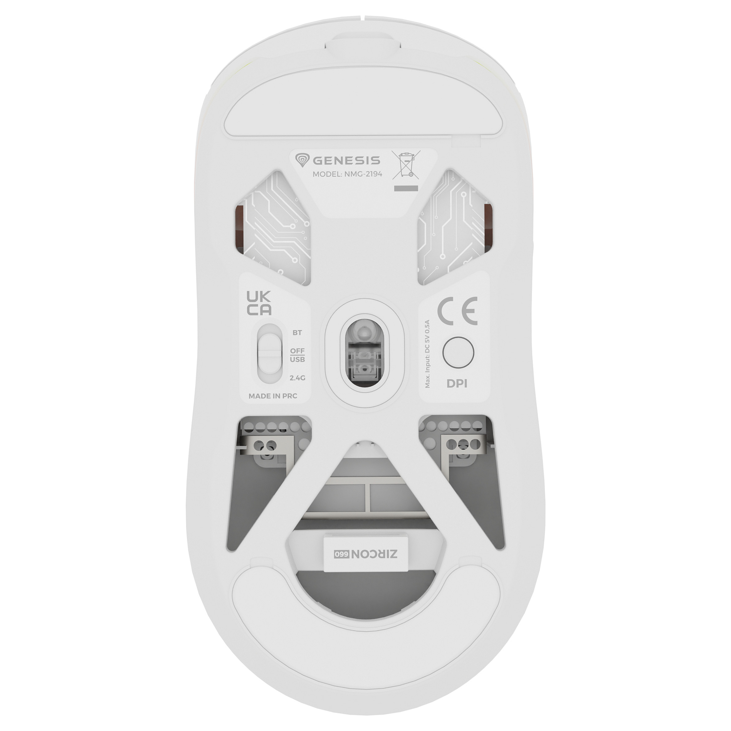 Maus Gaming Genesis ZIRCON 660 PRO Wireless / 26000 DPI -Bardhë - Figura 3