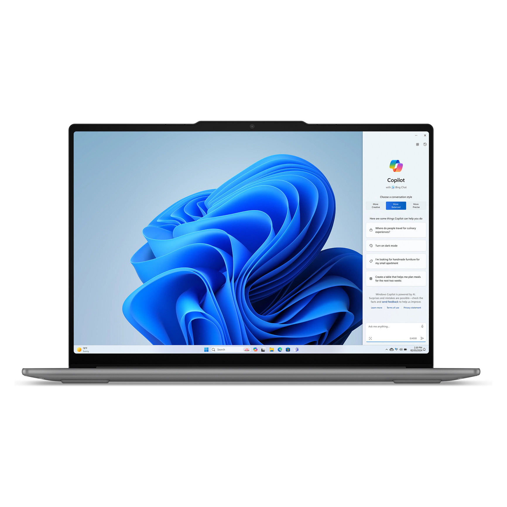 Laptop Lenovo Yoga Slim 7 / Ultra 7 256V / 16GB LPDDR5x / 1TB / 15.3" 2.8K OLED 120Hz / Intel Arc Graphics 140V / DE - Gri - Figura 2