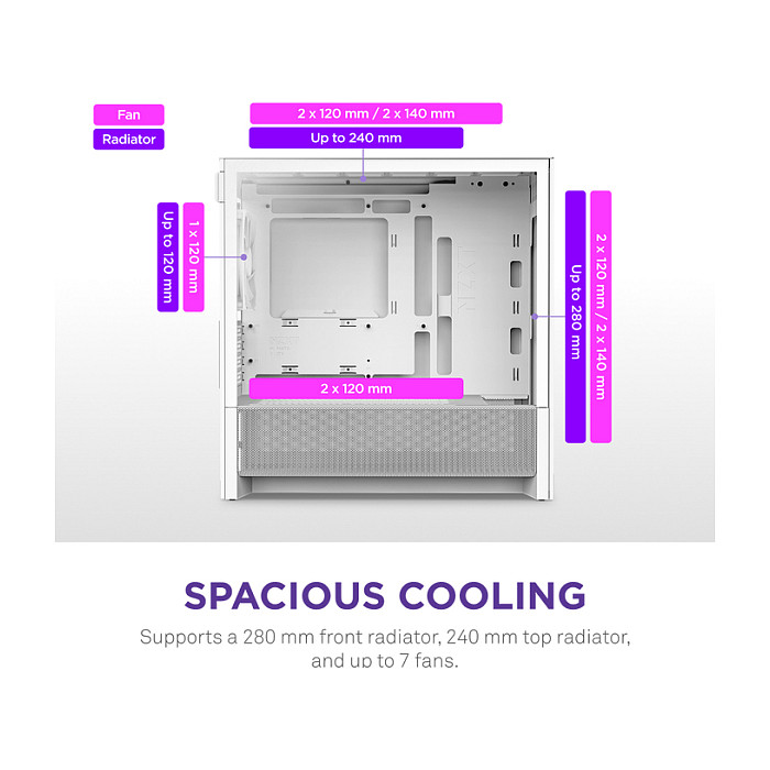 Kasë NZXT H3 Flow CC-H31FW-01 -Bardhë - Figura 5