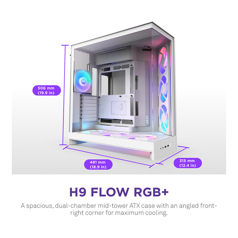 Kasë NZXT H9 Flow RGB CM-H92FW-R1 -Bardhë - Figura 2