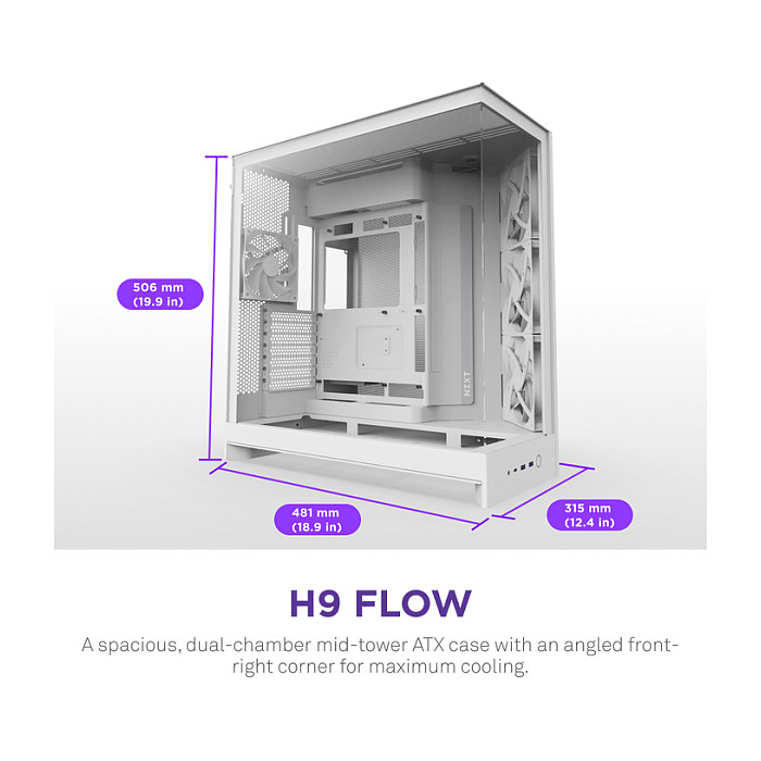 Kasë NZXT H9 Flow TG CM-H92FW-01 -Bardhë - Figura 2