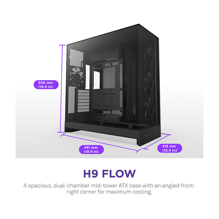 Kasë NZXT H9 Flow -Zezë - Figura 2