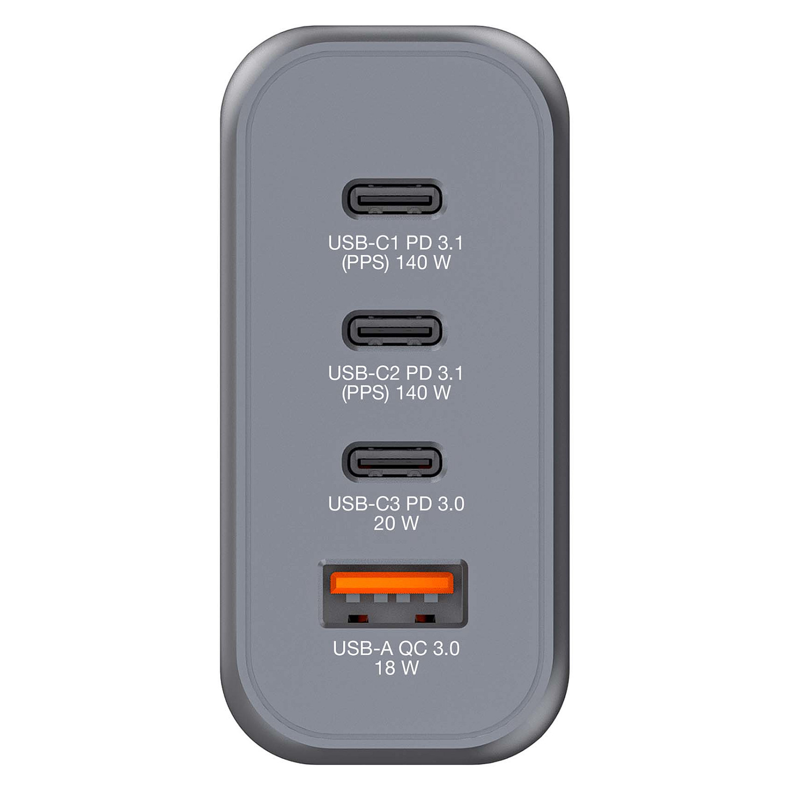 Adapter Verbatim GNC-140 GaN Charger 4-Port / 140W / USB-A + USB-C / EU-UK-US - Figura 2