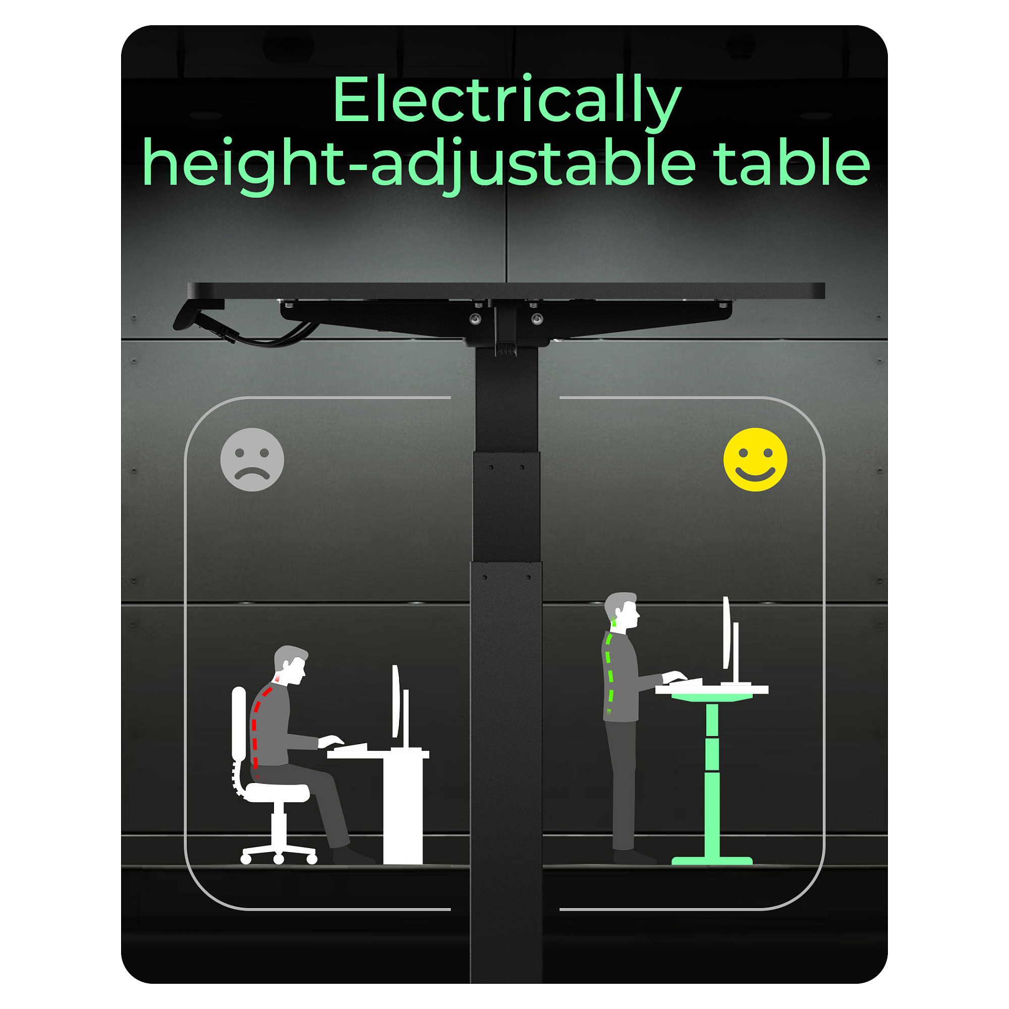 Tavolinë Elektrike me lartësi të rregullueshme BOX 140x70 cm - Zezë - Figura 3