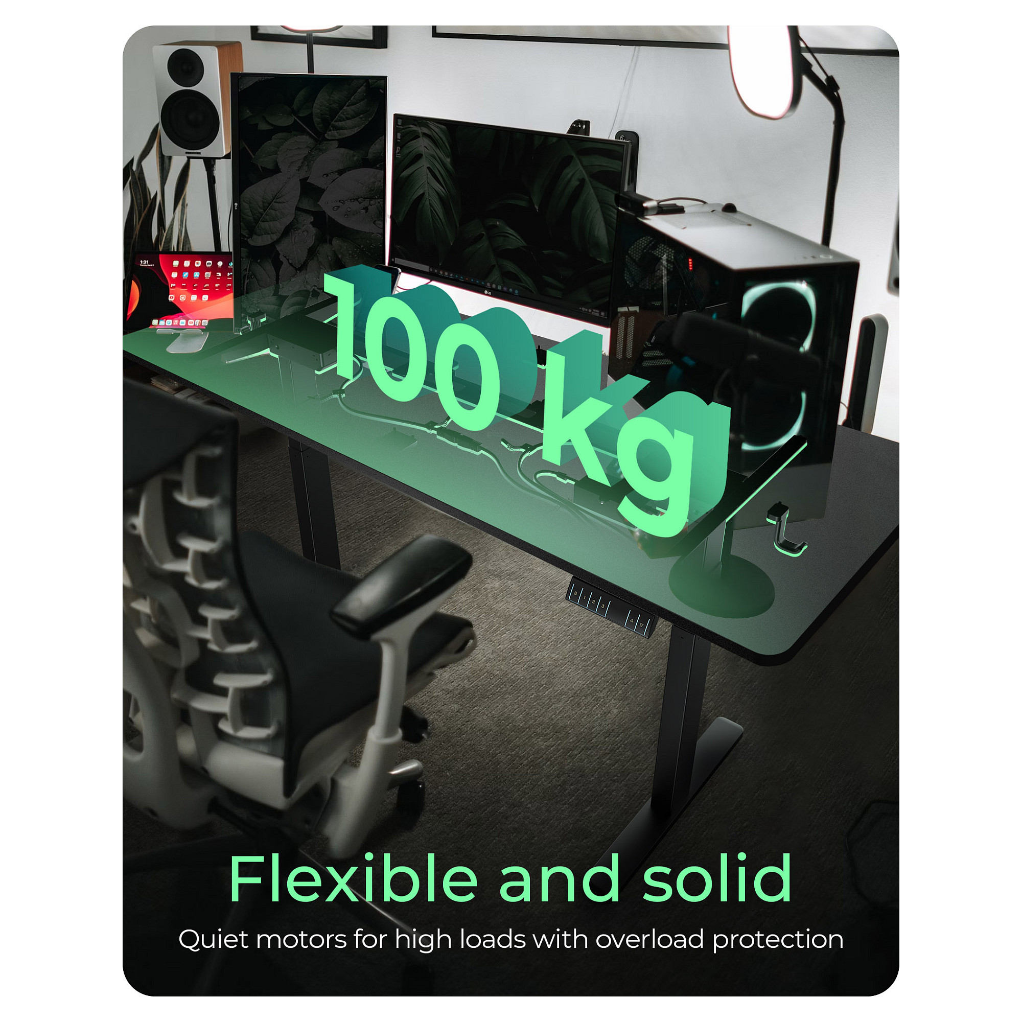Tavolinë Elektrike me lartësi të rregullueshme BOX 140x70 cm - Zezë - Figura 5