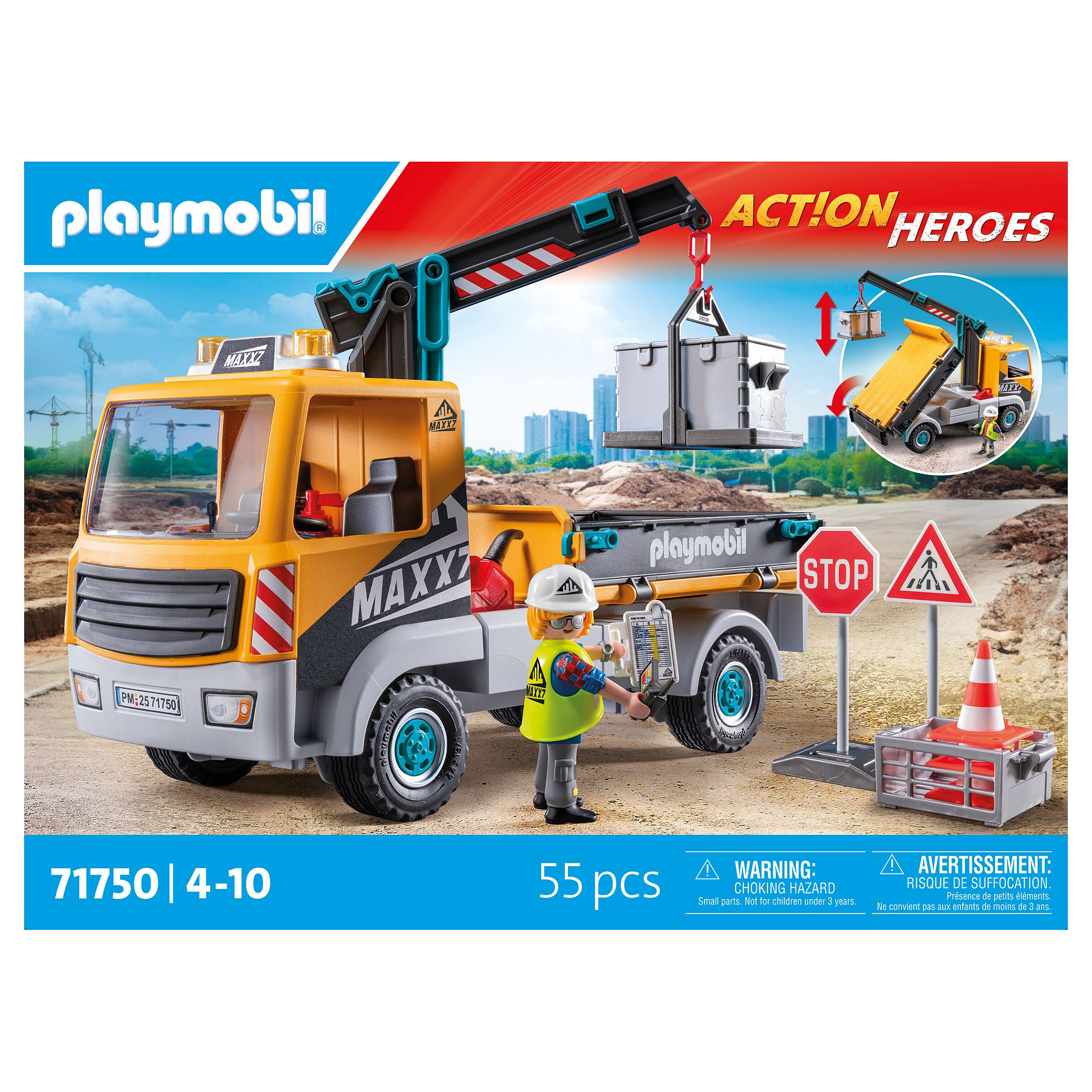 Lodër Playmobil Action Heroes Construction Truck With Crane 71750 - Figura 2