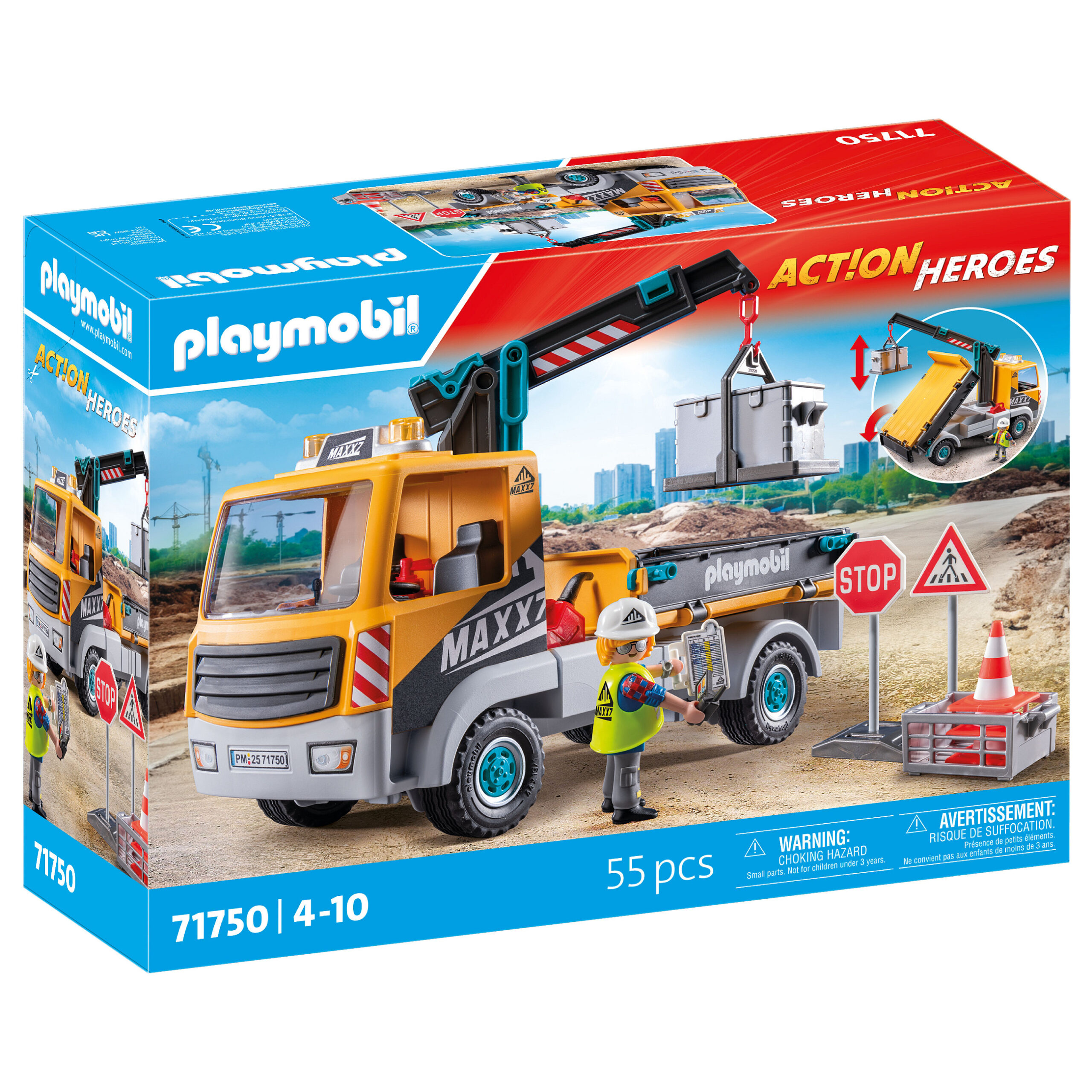 Lodër Playmobil Action Heroes Construction Truck With Crane 71750 - Figura 3