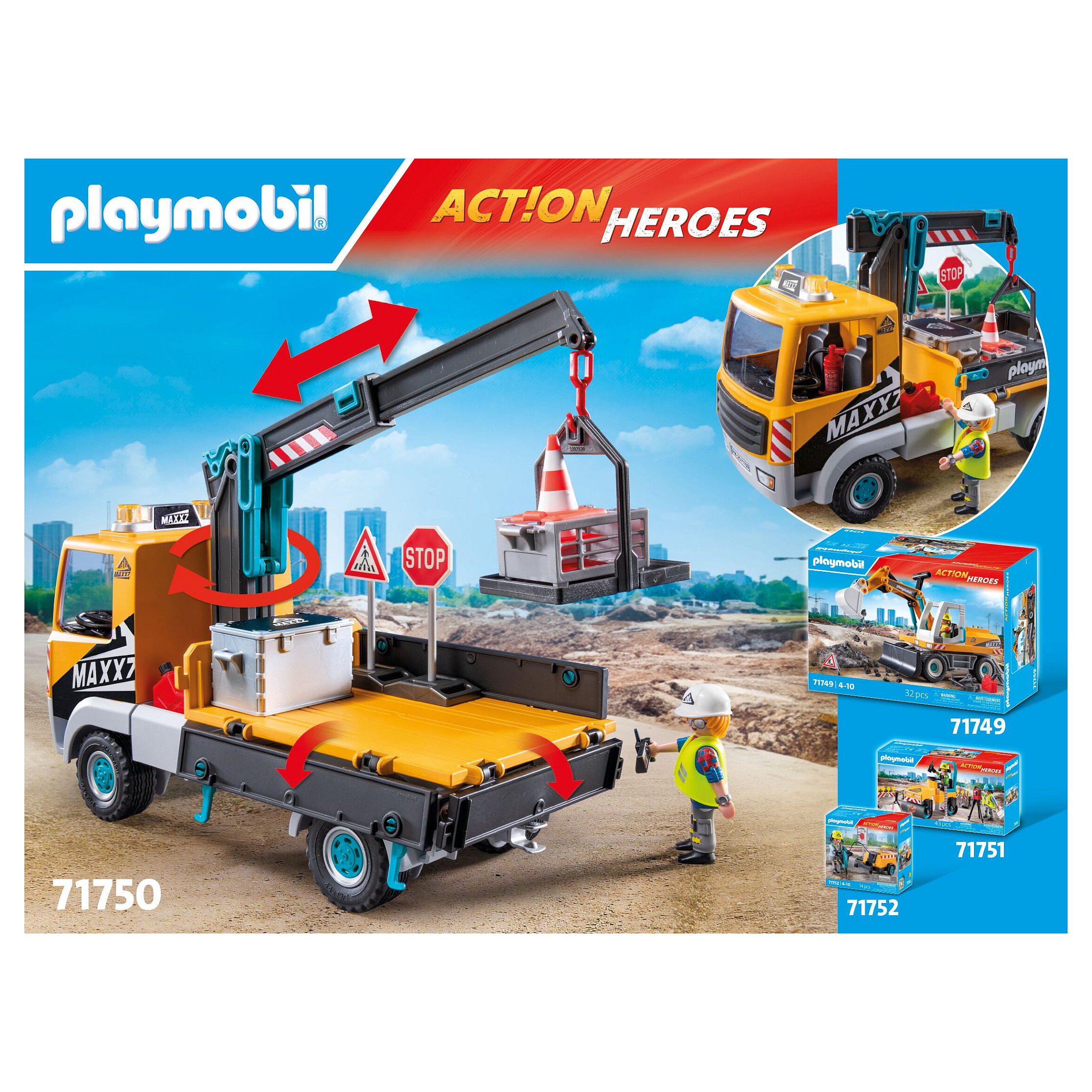 Lodër Playmobil Action Heroes Construction Truck With Crane 71750 - Figura 4