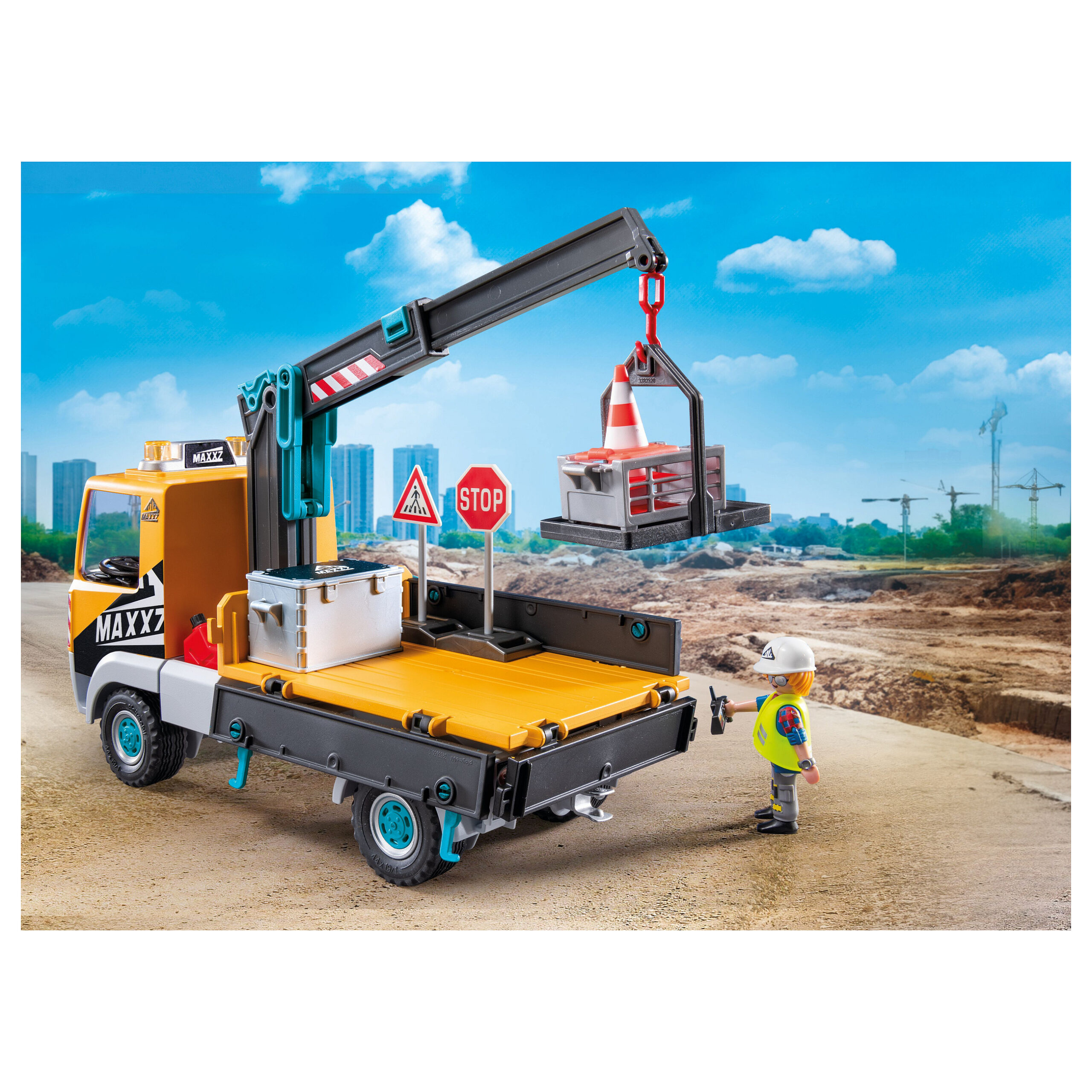 Lodër Playmobil Action Heroes Construction Truck With Crane 71750 - Figura 5