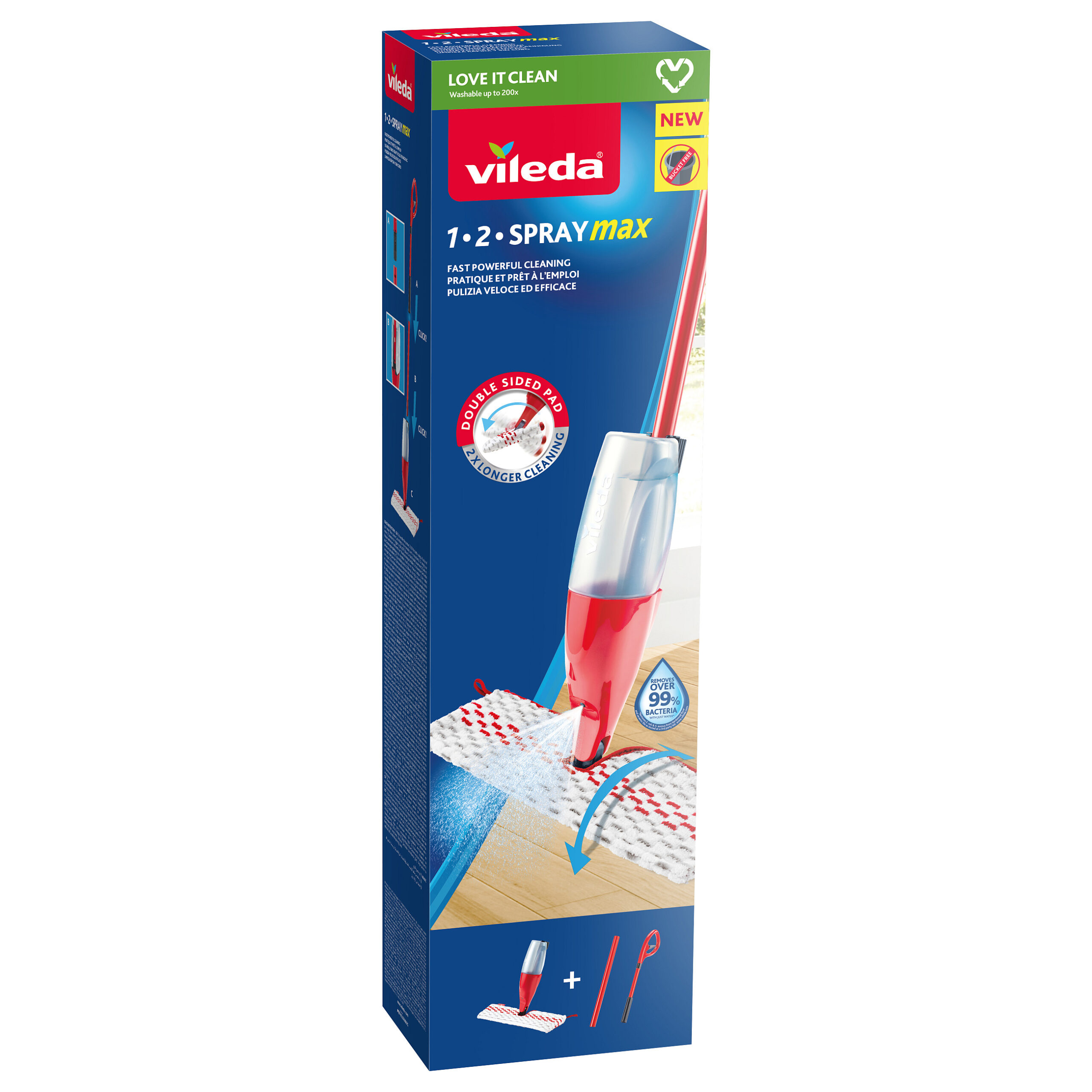 Fshesë për pastrim dyshemeje Vileda 1.2 Spray Max Microfiber Mop - Kuqe / Bardhë - Figura 2