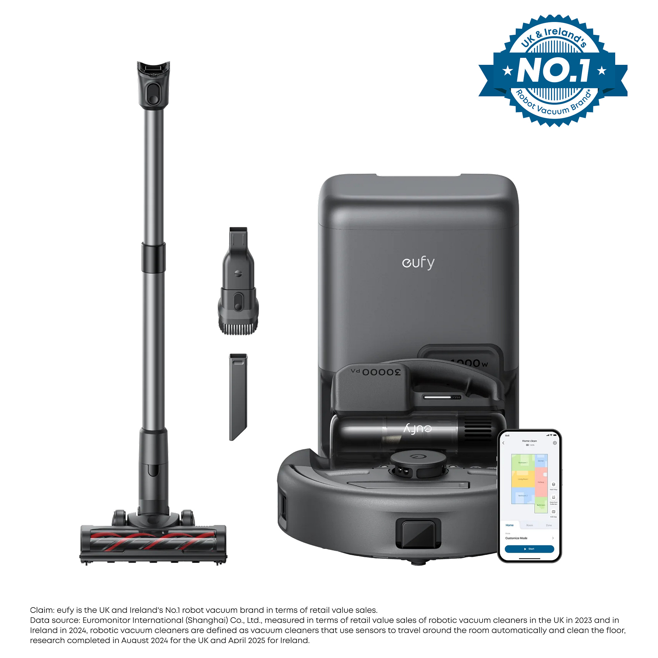 Fshesë me vakum 3-në-1 E20 Robot Stick & Handheld Vacuum Cleaner - Zezë - Figura 2