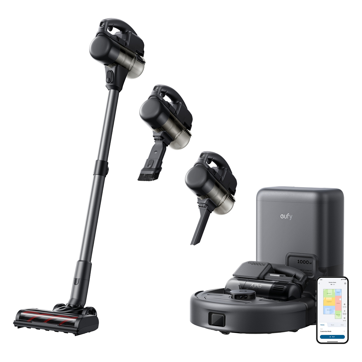 Fshesë me vakum 3-në-1 E20 Robot Stick & Handheld Vacuum Cleaner - Zezë - Figura 3