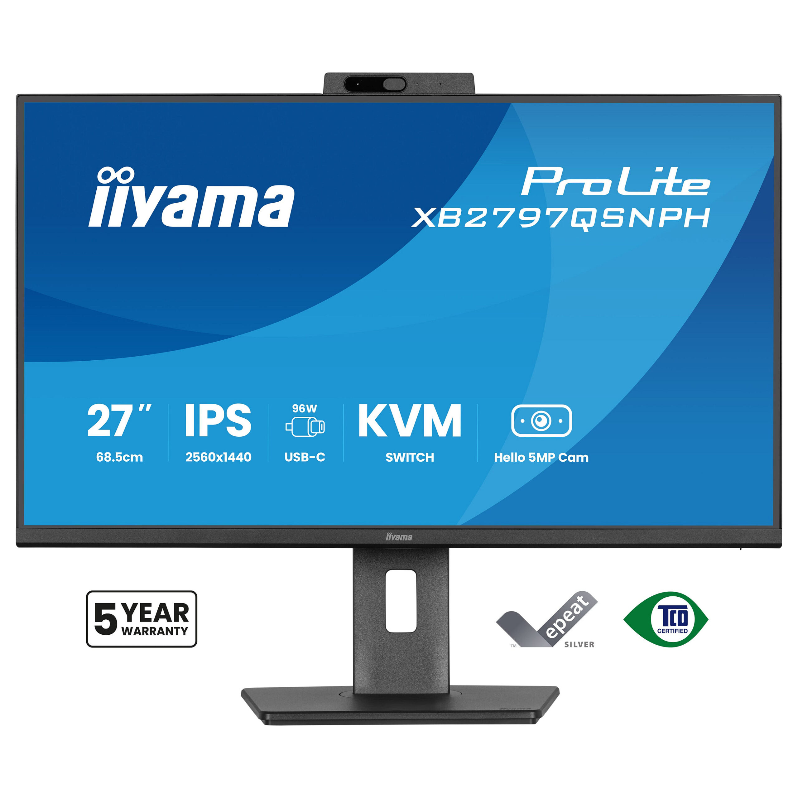 Monitor iiyama ProLite XB2797QSNPH-B1 / 27"/ Quad HD IPS / 75Hz / 1ms / HDMI+USB-C+DP - Zezë - Figura 2