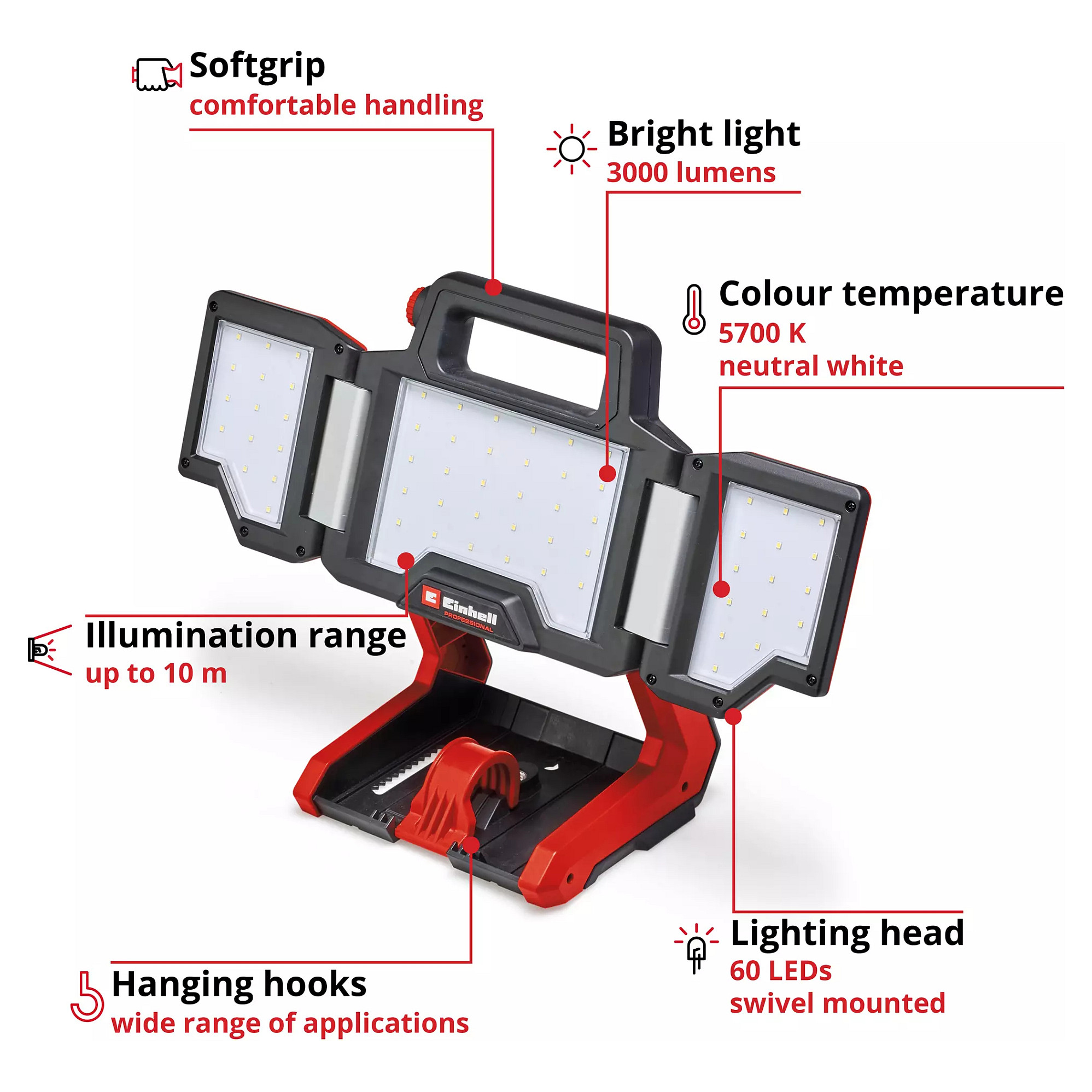 Llambë Pune LED me bateri Einhell TP-CL 18/3000 Li Set - Figura 4