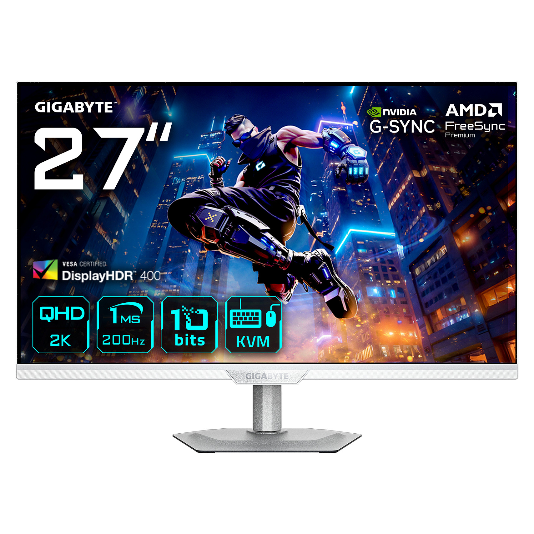 Monitor Gaming Gigabyte M27Q2 / 27"/ Quad HD LED SS-IPS / 200Hz / 1ms / USB-C+HDMI+DP - Bardhë