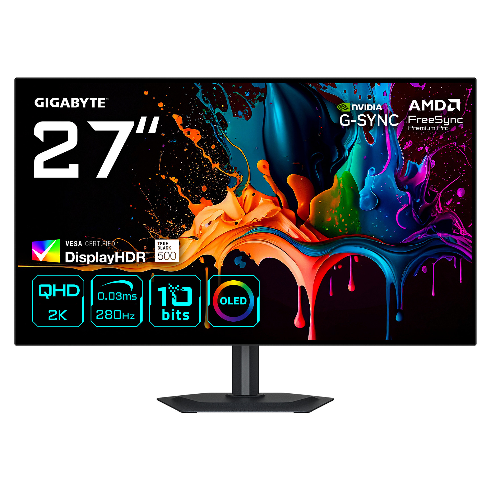 Monitor Gaming Gigabyte MO27Q28G / 27"/ Quad HD OLED / 280Hz / 0.03ms / USB-C+HDMI+DP - Zezë