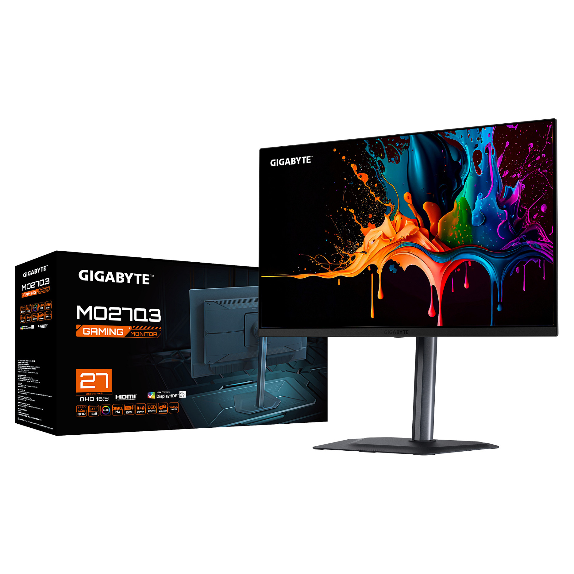 Monitor Gaming Gigabyte MO27Q3 / 27"/ Quad HD QD-OLED / 360Hz / 0.03ms / USB-C+HDMI+DP - Zezë - Figura 5