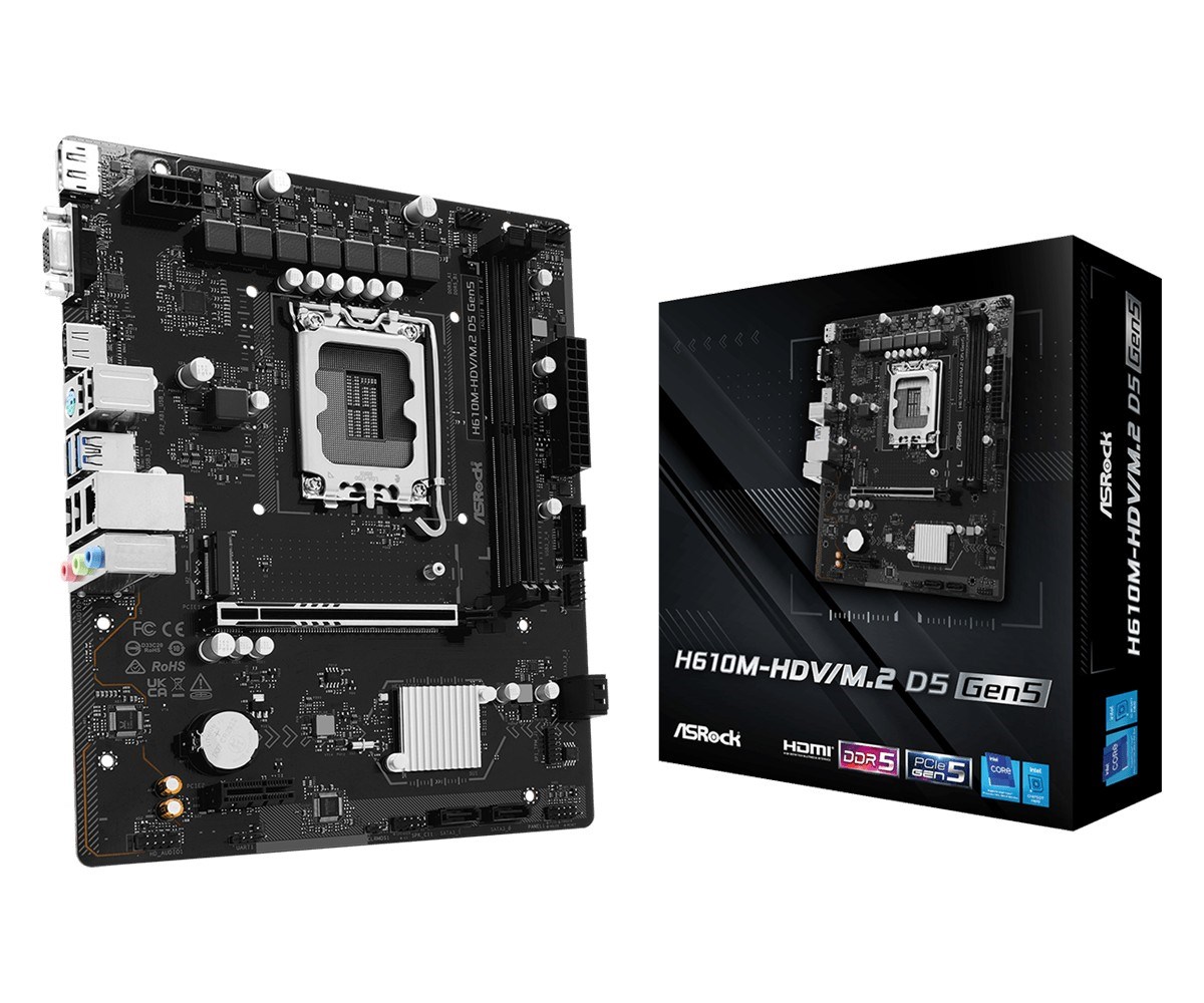 Pllakë Amë Intel ASROCK H610M-HDV/M.2 D5 GEN5 / LGA 1700 / mATX / Intel H610 / 2xDDR5 / HDMI+DP - Figura 2