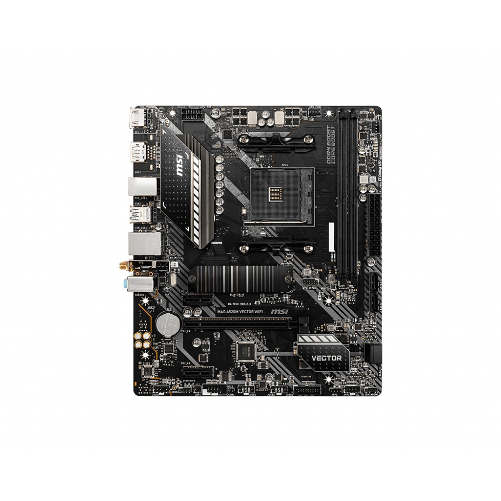 Pllakë Amë AMD AM4 MSI A520M VECTOR WIFI / mATX / DDR4 / HDMI+DP