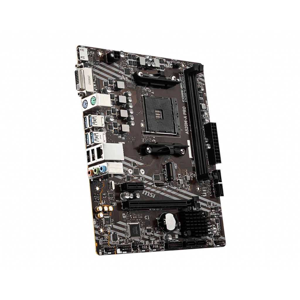 Pllakë Amë AM4 MSI A520M-A PRO mATX (M.2 Port. PCIe 3.0 x 4. NVMe PCI:1 PCIe:1 RAM:4) - Figura 3