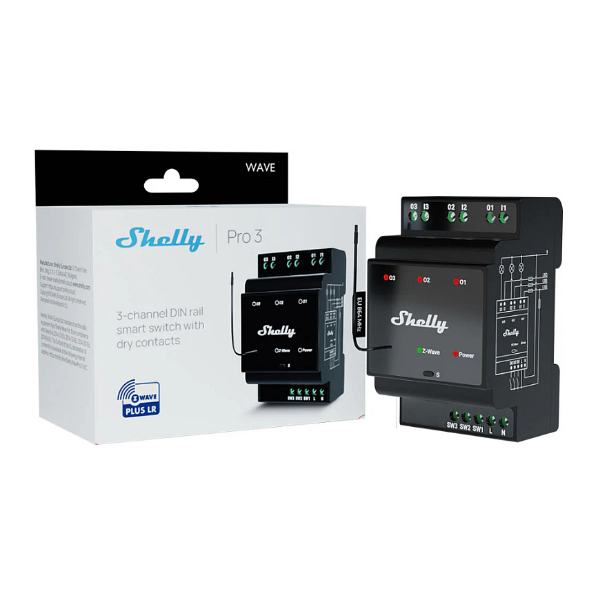 Smart Relay Home Automation Device – Shelly "Wave" DIN Pro 3-Relay 3x16A Z-Wave - Figura 4